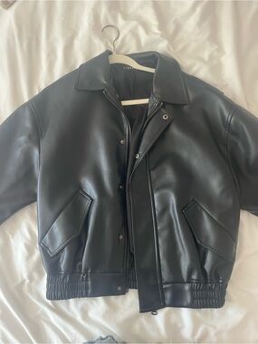Lioness Black Faux Leather Bomber Jacket
